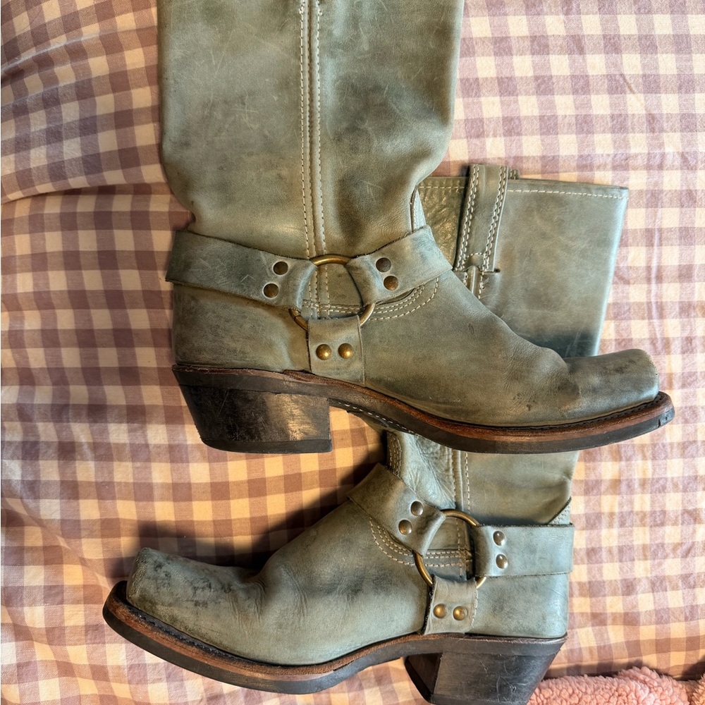 Vintage Frye 12r Harness Boot TEAL brass hardwear - Picture 5 of 7